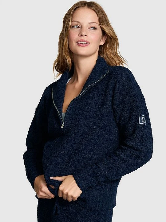 Zdjęcie produktu Sweter z półzamkiem z bouclé Victoria's Secret Niebieski