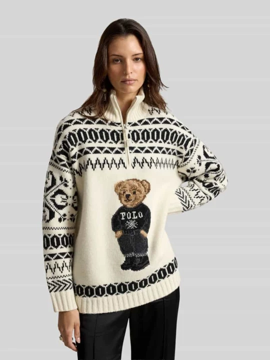 Zdjęcie produktu Sweter z wełny kaszmirowej z motywem misia Polo Ralph Lauren Biały