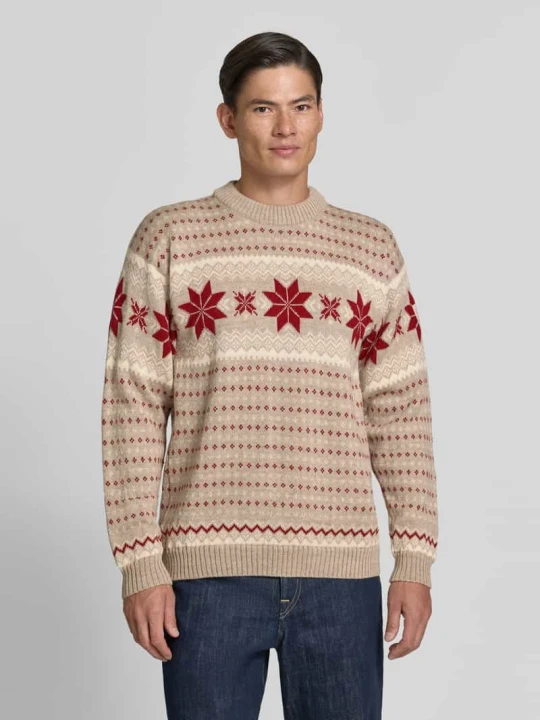 Zdjęcie produktu Sweter z wełny o wyglądzie dzianiny w kroju regular fit model 'Egersund' Dale of Norway Beżowy