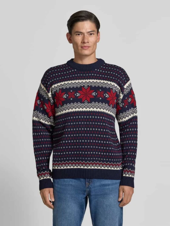 Zdjęcie produktu Sweter z wełny o wyglądzie dzianiny w kroju regular fit model 'Egersund' Dale of Norway Granatowy
