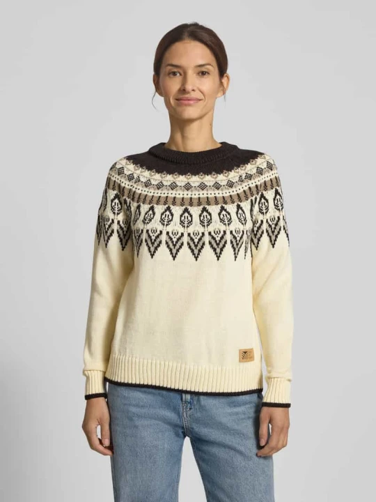 Zdjęcie produktu Sweter z wełny z norweskim wzorem model ‘SULA’ Dale of Norway Złamany biały