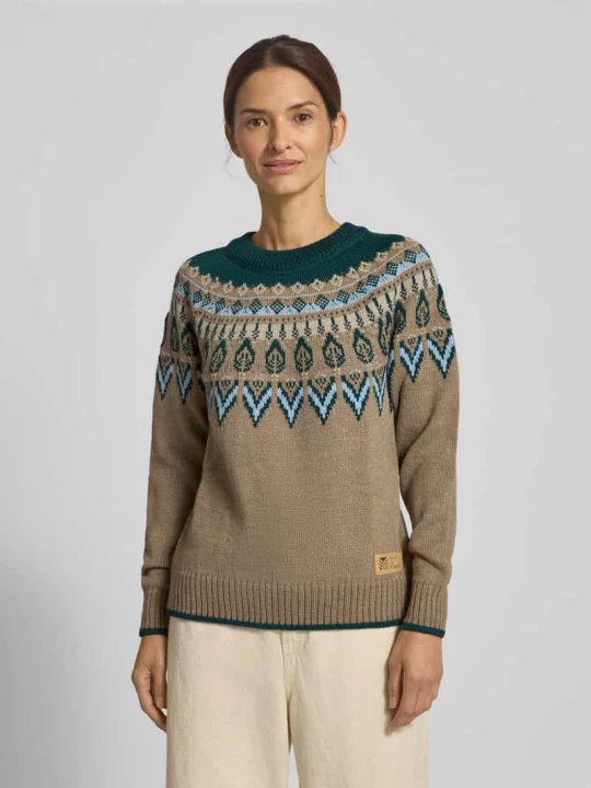 Zdjęcie produktu Sweter z wełny z norweskim wzorem model ‘SULA’ Dale of Norway Camel