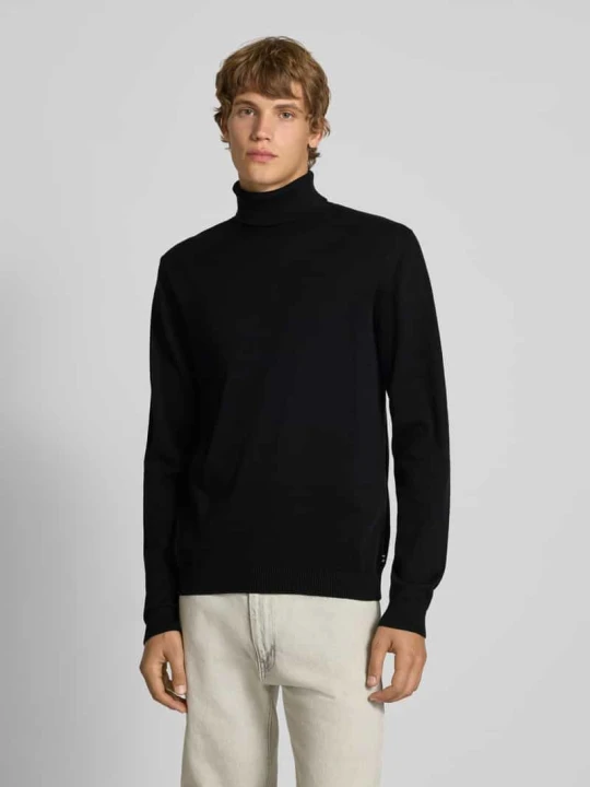 Zdjęcie produktu Sweter z wywijanym kołnierzem i prążkowanymi ściągaczami Jack&Jones Czarny