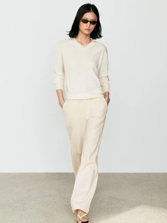 Zdjęcie produktu Sweter Ze 100% Kaszmiru - Surowy - Massimo Dutti - Female