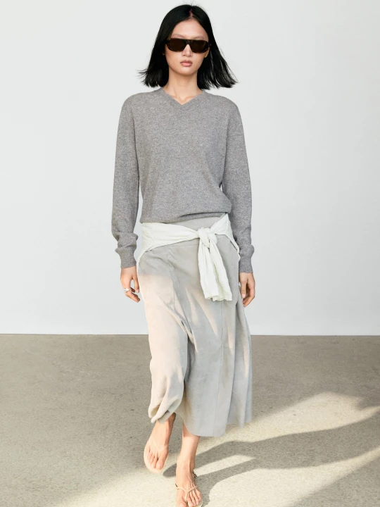 Zdjęcie produktu Sweter Ze 100% Kaszmiru - Szary Pop - Massimo Dutti - Female