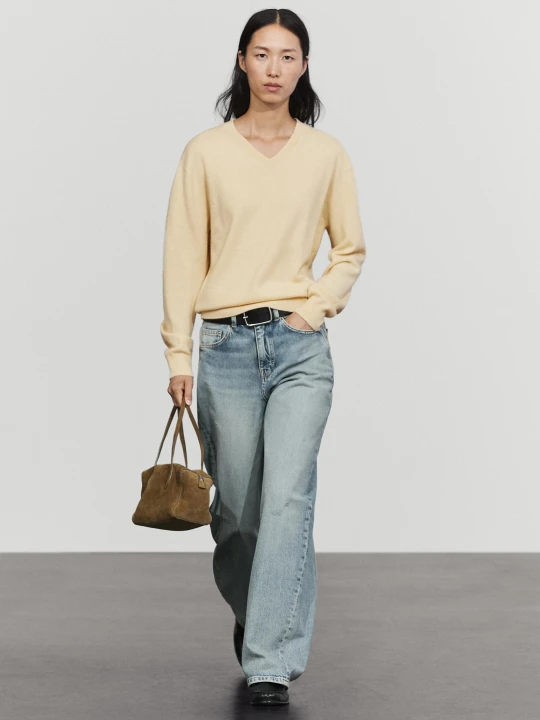 Zdjęcie produktu Sweter Ze 100% Kaszmiru - Waniliowy - Massimo Dutti - Female