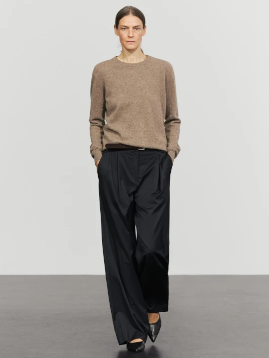 Zdjęcie produktu Sweter Ze 100% Kaszmiru Z Długim Rękawem - Szarobrązowy - Massimo Dutti - Female