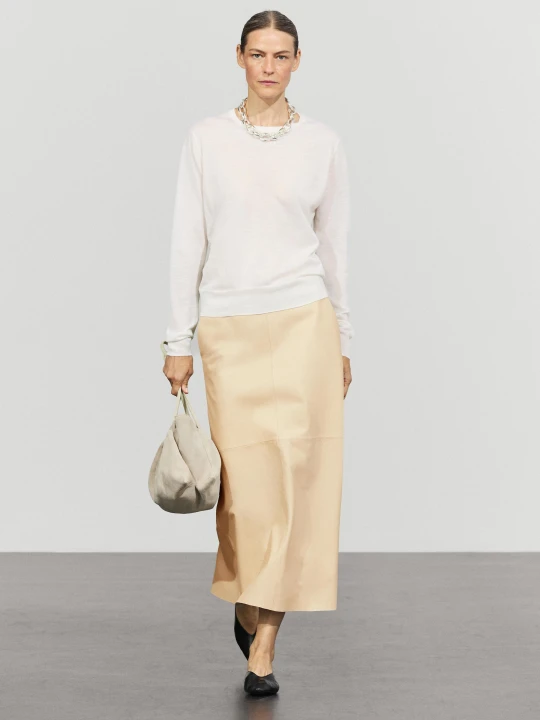 Zdjęcie produktu Sweter Ze 100% Wełny Z Okrągłym Dekoltem - Surowy - Massimo Dutti - Female