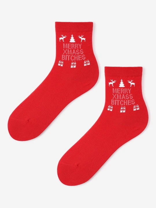 Zdjęcie produktu Świąteczne skarpetki damskie SL Xmass Marilyn czerwony