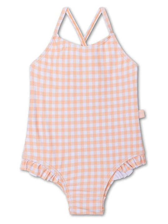 Zdjęcie produktu Swim Essentials Strój kąpielowy "Sunset Grid" w kolorze biało-pomarańczowym rozmiar: 86/92