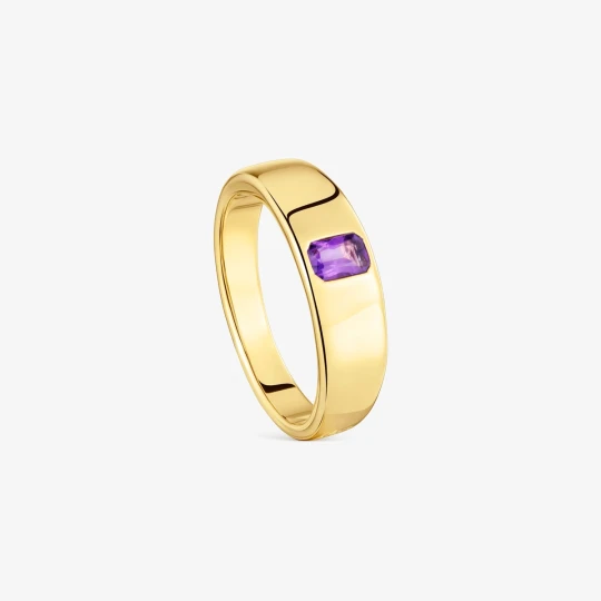 Zdjęcie produktu Sygnet Tous Basic Colors Ze Srebra Pokryty 18-Karatowym Złotem, Z Ametystem - Tous LILAC