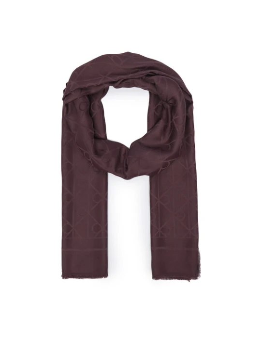 Zdjęcie produktu Szal Calvin Klein Emblem Aop Glossy Tonal Scarf LV04F8096G Bordowy