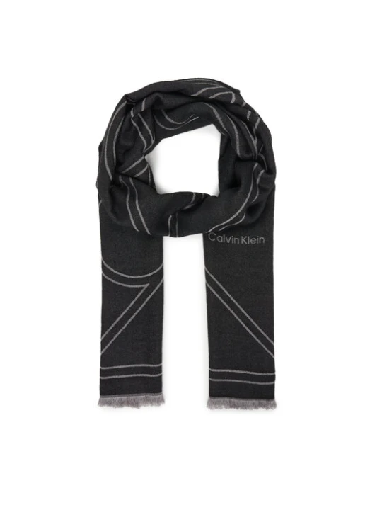 Zdjęcie produktu Szal Calvin Klein Emblem Repeat Lw Shawl W Fringes LV04F8074G Czarny