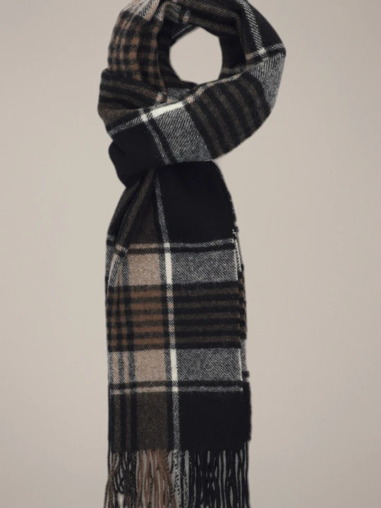 Zdjęcie produktu Szal Czarno-Szary w Kratę Unisex Lancerto
