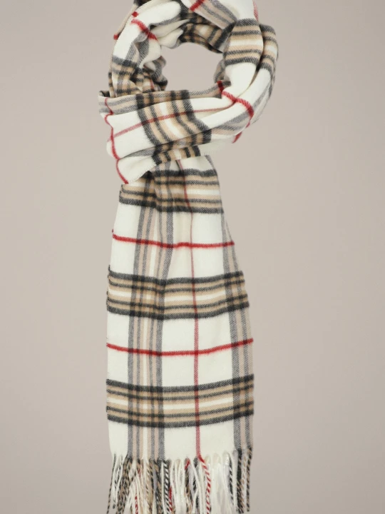 Zdjęcie produktu Szal Kremowy w Kratę Tartan Unisex Lancerto