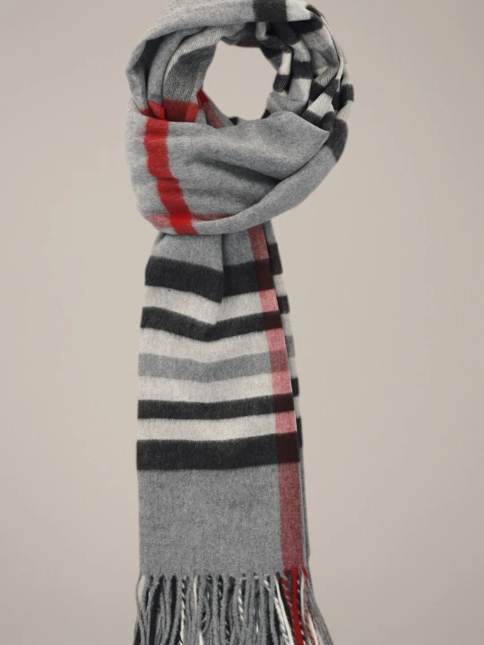 Zdjęcie produktu Szal Szary w Dużą Kratę Unisex Lancerto
