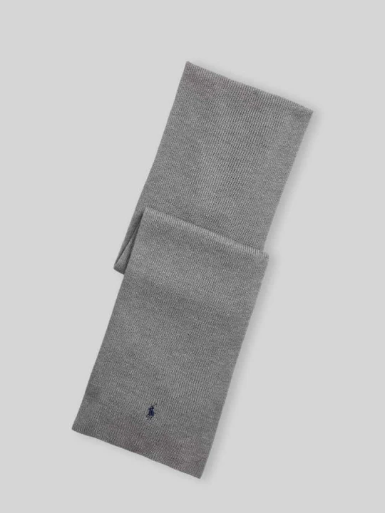 Zdjęcie produktu Szal z czystej wełny z wyhaftowanym logo Polo Ralph Lauren Srebrny
