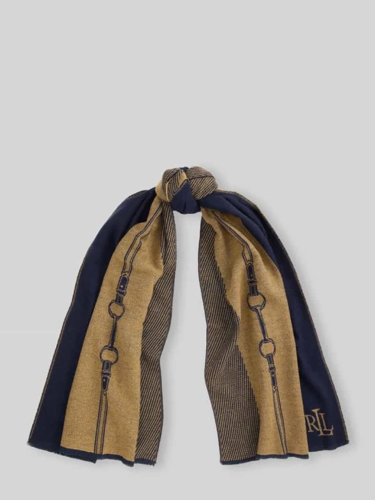 Zdjęcie produktu Szal z detal z logo Lauren Ralph Lauren Granatowy