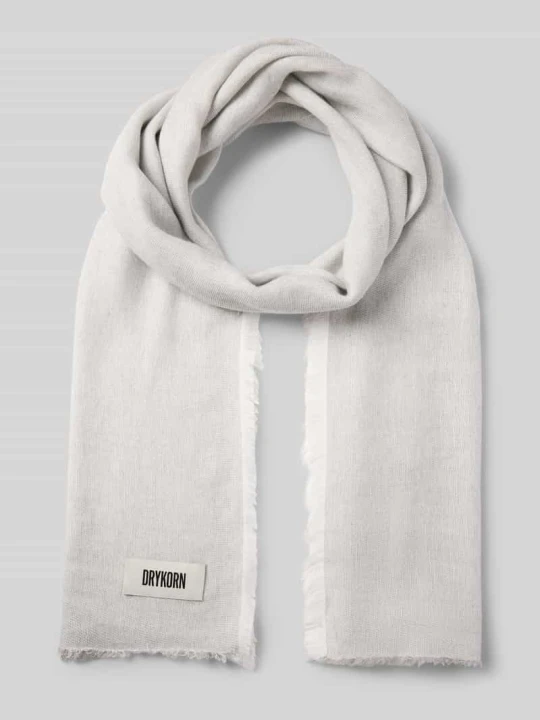 Zdjęcie produktu Szal z Detal z logo i Mieszanka lnu i bawełny Model 'PLINA' Drykorn Średnioszary melanż