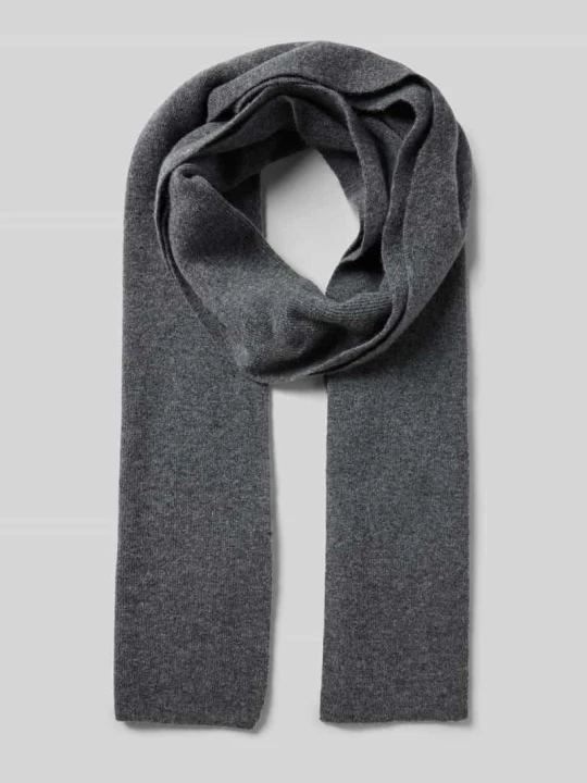 Zdjęcie produktu Szal wełniany z detalem z logo KnowledgeCotton Apparel Antracytowy melanż