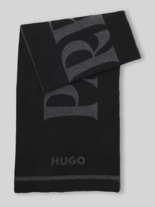 Zdjęcie produktu Szal z dodatkiem wełny model 'Martyn' Hugo czarny