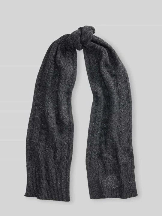 Zdjęcie produktu Szal z imitacją dzianiny o ściegu warkoczowym z mieszanki wełny Lauren Ralph Lauren Ciemnoszary