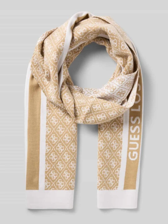 Zdjęcie produktu Szalik dzianinowy z dodatkiem wełny Model „SEVYN” Guess Beżowy