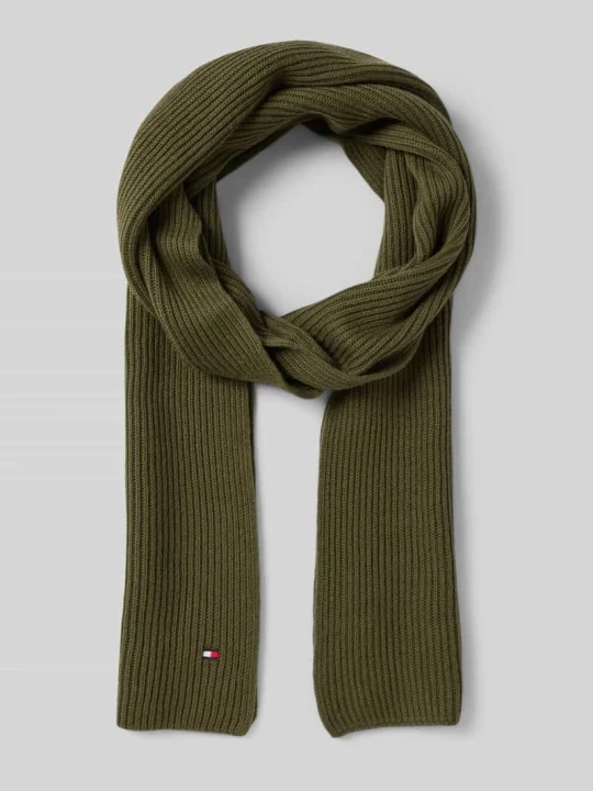 Zdjęcie produktu Szal z mieszanki bawełny i kaszmiru Tommy Hilfiger Trzcinowy
