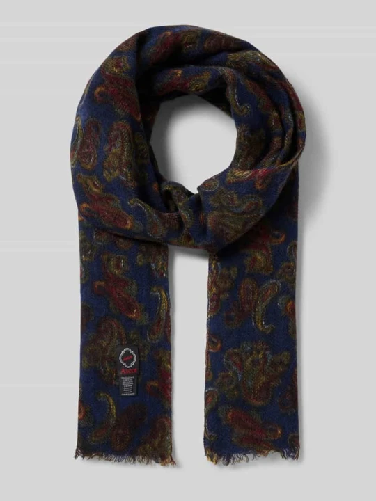 Zdjęcie produktu Szal z mieszanki wełny i kaszmiru Ascot Granatowy