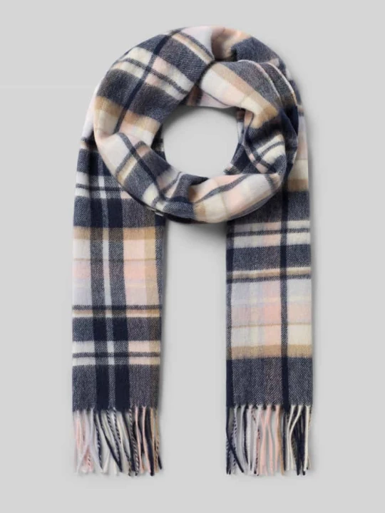 Zdjęcie produktu Szal z mieszanki wełny i kaszmiru Barbour Ciemnoniebieski