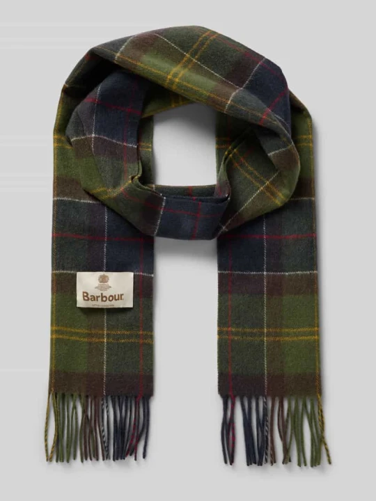 Zdjęcie produktu Szal z mieszanki wełny i kaszmiru Barbour Oliwkowy