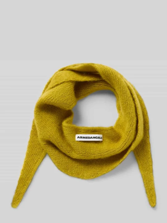 Zdjęcie produktu Szal z mieszanki wełny z dodatkiem mieszanki lyocellu i bawełny model 'BRUSHED MOULINÉ' ARMEDANGELS Musztardowy