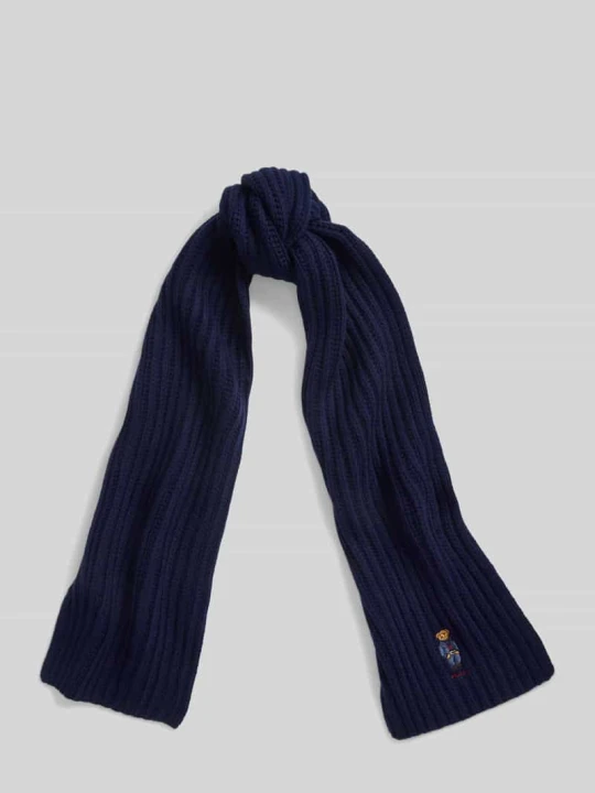 Zdjęcie produktu Szal z mieszanki wełny z haftem Polo Bear Polo Ralph Lauren Granatowy