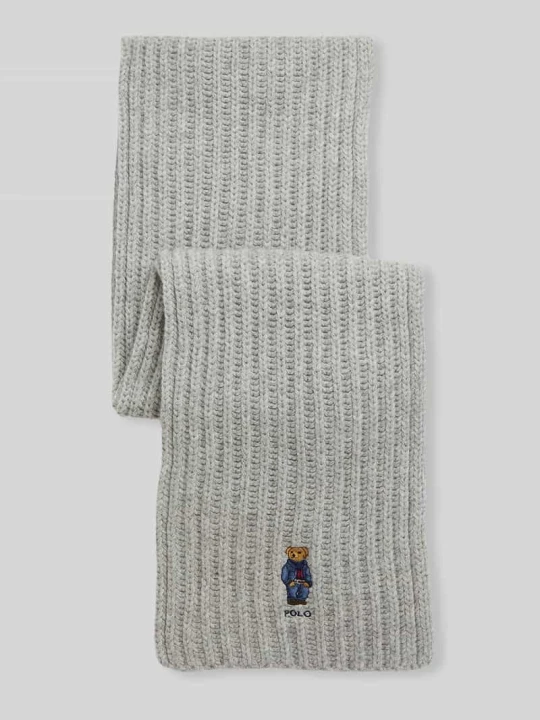 Zdjęcie produktu Szal z mieszanki wełny z haftem Polo Bear Polo Ralph Lauren Średnioszary