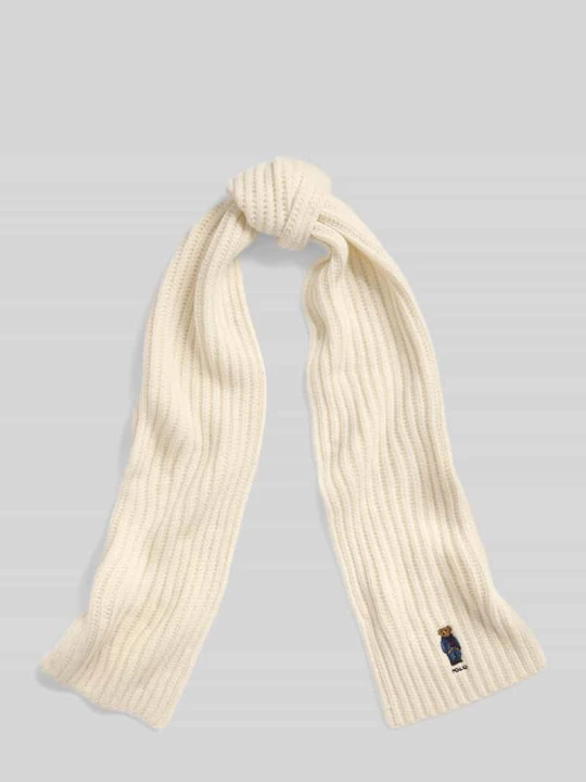 Zdjęcie produktu Szal z mieszanki wełny z haftem Polo Bear Polo Ralph Lauren Złamany biały