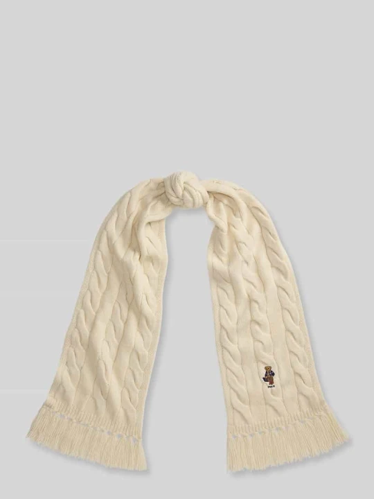 Zdjęcie produktu Szal z mieszanki wełny z motywem polo bear Polo Ralph Lauren Złamany biały