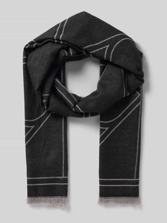 Zdjęcie produktu Szal z Mieszanka wiskozy z Frędzle Calvin Klein Czarny