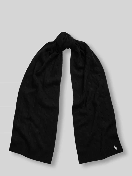 Zdjęcie produktu Szal z mieszanki żywej wełny i kaszmiru z wyhaftowanym logo Polo Ralph Lauren Czarny