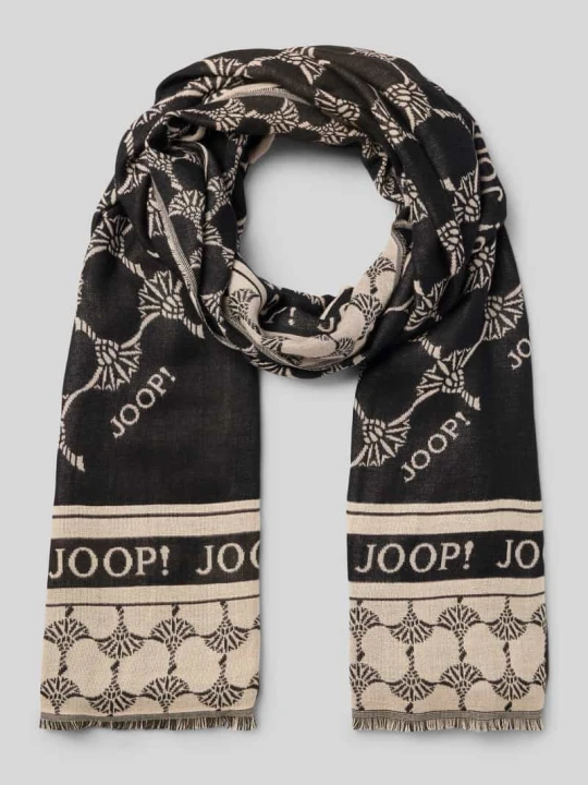 Zdjęcie produktu Szal z nadrukiem z logo JOOP! Czarny