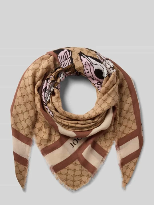 Zdjęcie produktu Szal z nadrukiem z logo model 'Adalia' JOOP! Camel