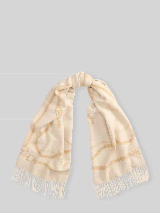 Zdjęcie produktu Szal z napisem z logo z mieszanki wełny Lauren Ralph Lauren Złamany biały