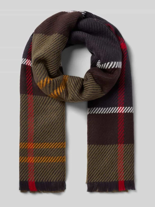 Zdjęcie produktu Szal z naszywką z logo model 'BLAIR TARTAN' Barbour Oliwkowy