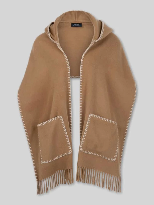 Zdjęcie produktu Szal z wełny z kapturem Marc Cain Camel