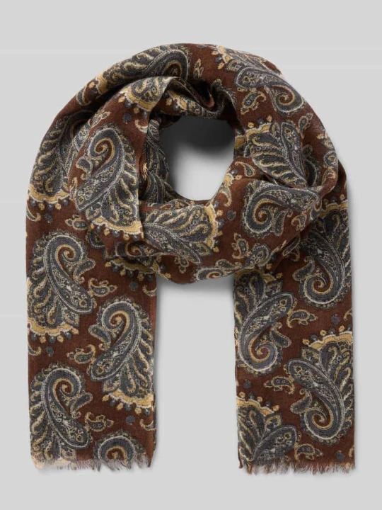 Zdjęcie produktu Szal z wełny ze wzorem paisley Altea Ciemnobrązowy