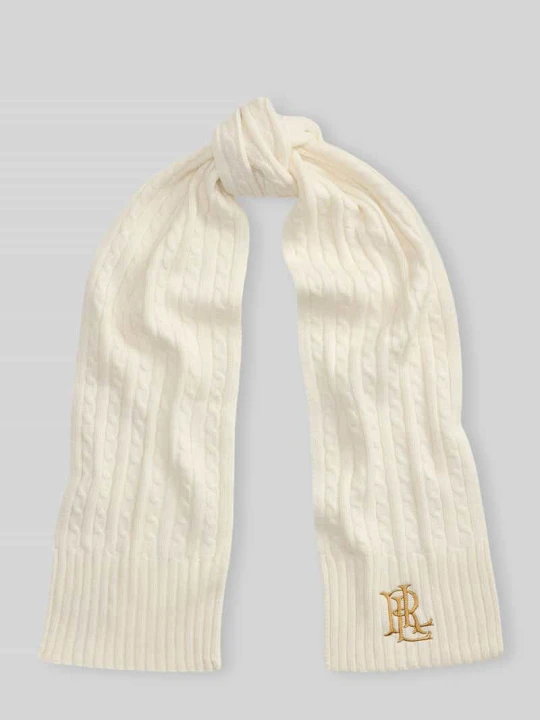 Zdjęcie produktu Szal z wyhaftowanym logo Lauren Ralph Lauren Złamany biały