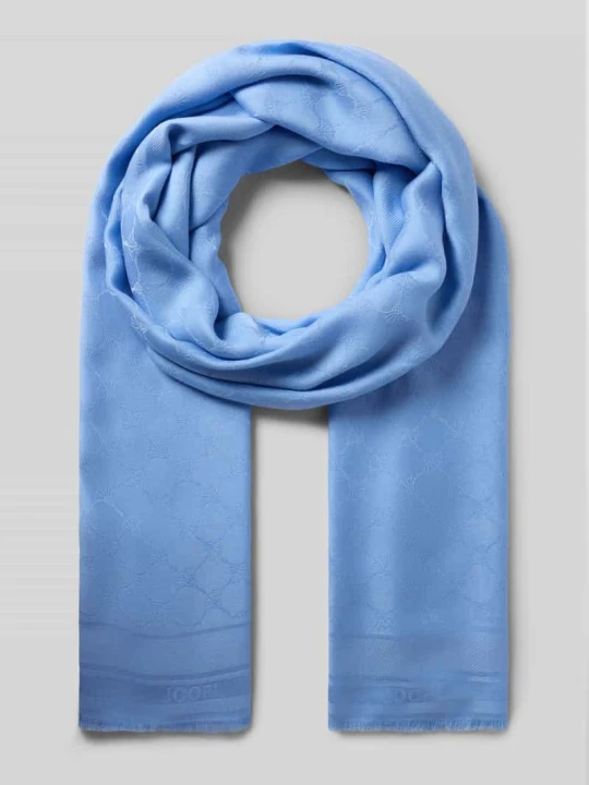 Zdjęcie produktu Szal z wyhaftowanym logo na całej powierzchni model 'Agota' JOOP! Oceaniczny