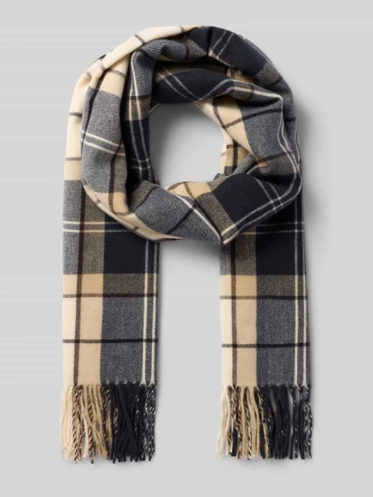 Zdjęcie produktu Szal z wzorem na całej powierzchni model 'HAILES' Barbour Ciemnoniebieski