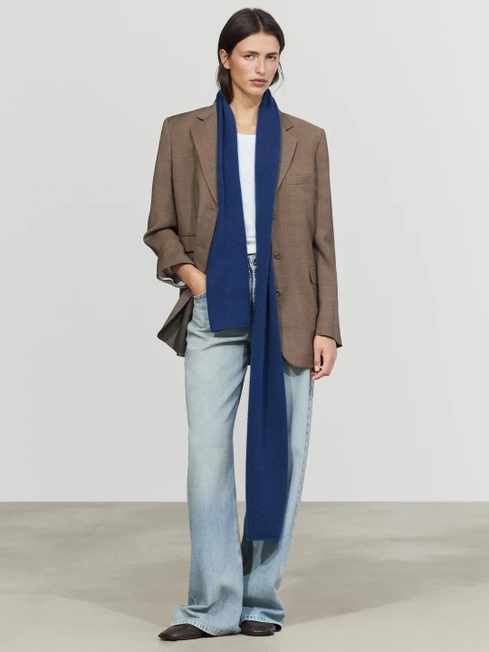 Zdjęcie produktu Szal Ze 100% Kaszmiru - Niebieski Atramentowy - Massimo Dutti - Female