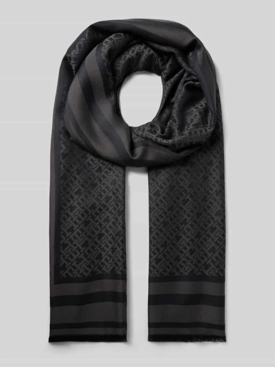 Zdjęcie produktu Szal z wzorem z logo Tommy Hilfiger Czarny