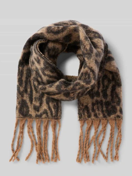 Zdjęcie produktu Szal ze zwierzęcym wzorem i frędzlami model ‘Cool Leo’ Kurt Beines Camel